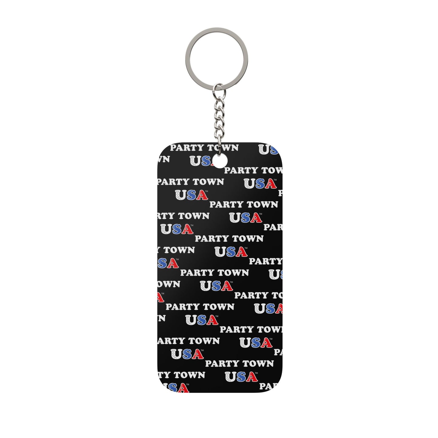 Party Town USA Keychain Charm — Double-Sided Patriotic Keyring