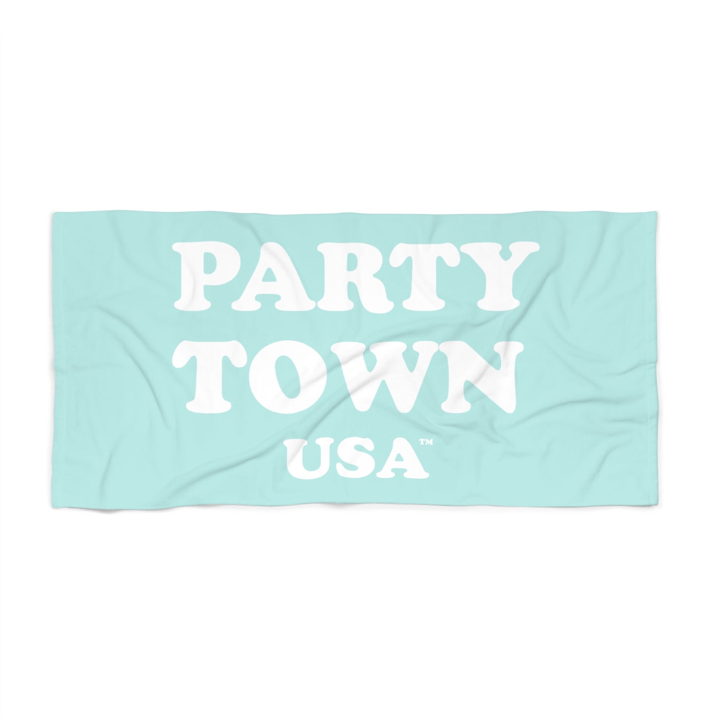 Beach Towel - Party Town USA Retro Script, Aqua Pool & Summer Beach Towel